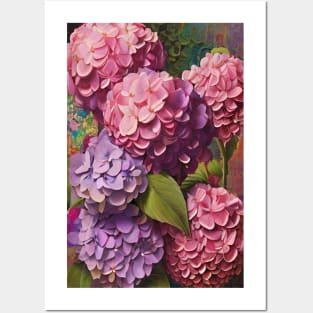 Pink hydrangeas art Posters and Art